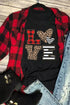 Black Love Heart Plaid Striped Leopard Print Graphic T Shirt